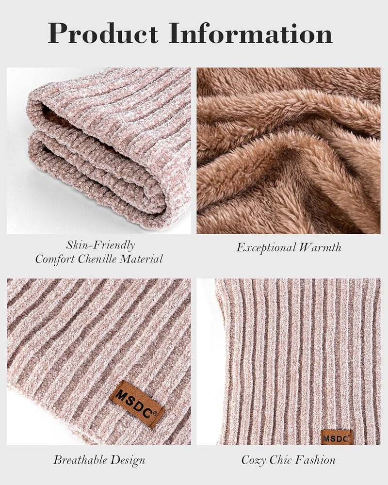 MSDC Winter Scarf for Women Neck Gaiter Warmer Chenille Fleece Face Mask Covering for Cold Weather Gifts - Image 4